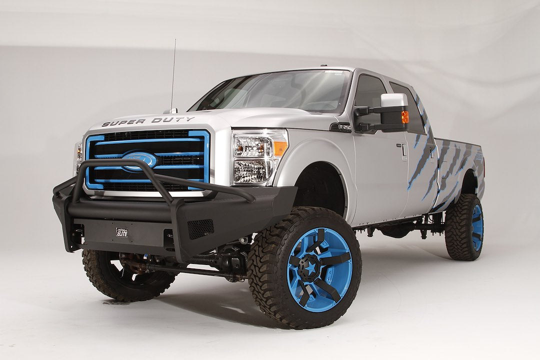 Fab Fours FS08-Q1962-1 Ford F250/F350/F450/F550 Super Duty 2008-2010 Black Steel Elite Front Bumper Pre-Runner Guard - BumperStock