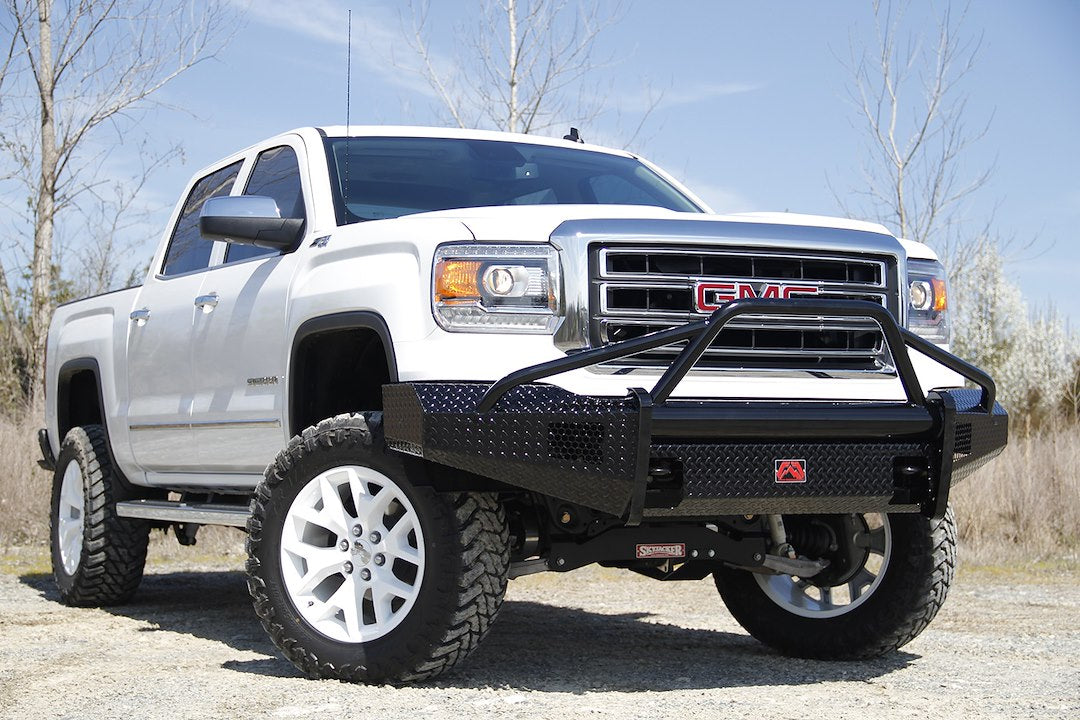 Fab Fours GM07-K2162-1 GMC Sierra 1500 2007-2013 Black Steel Front Bumper Pre-Runner Guard - BumperStock