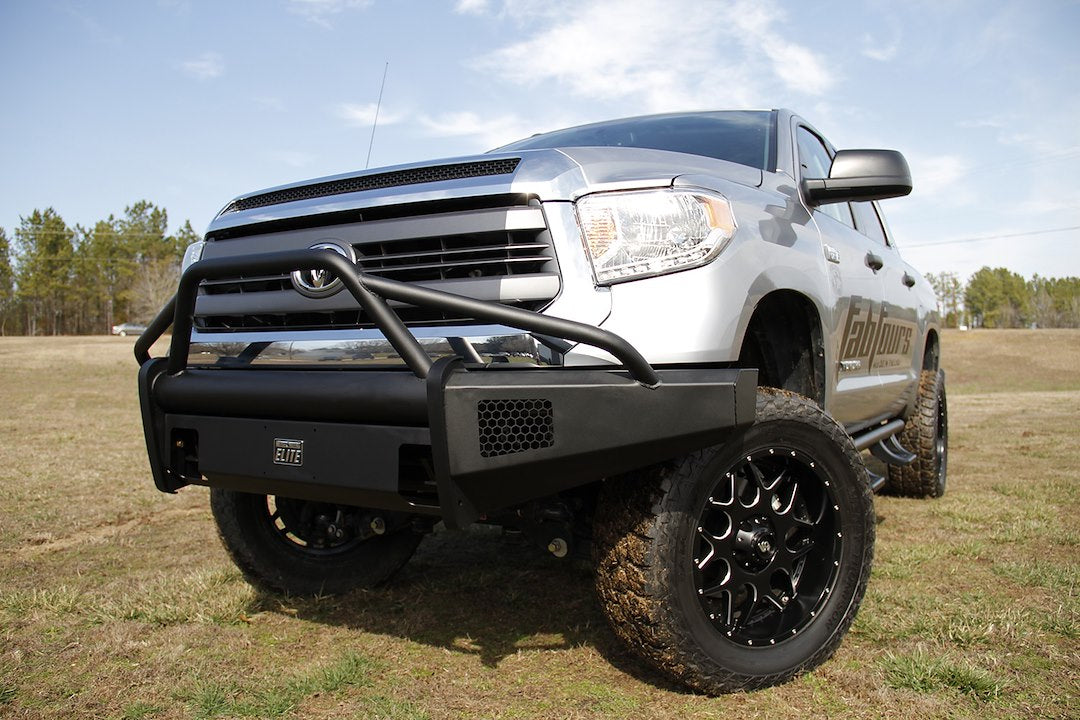 Fab Fours TT14-R2862-1 Toyota Tundra 2014-2021 Black Steel Elite Front Bumper Pre-Runner Guard