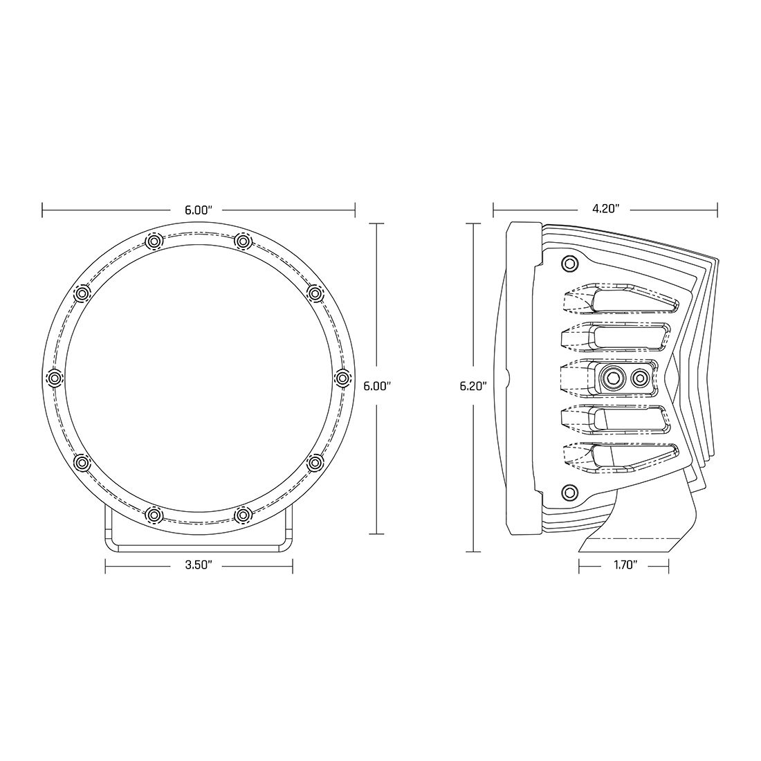 Rigid 36210 360-Series 6 Inch Spot with Amber PRO Lens Pair - BumperStock