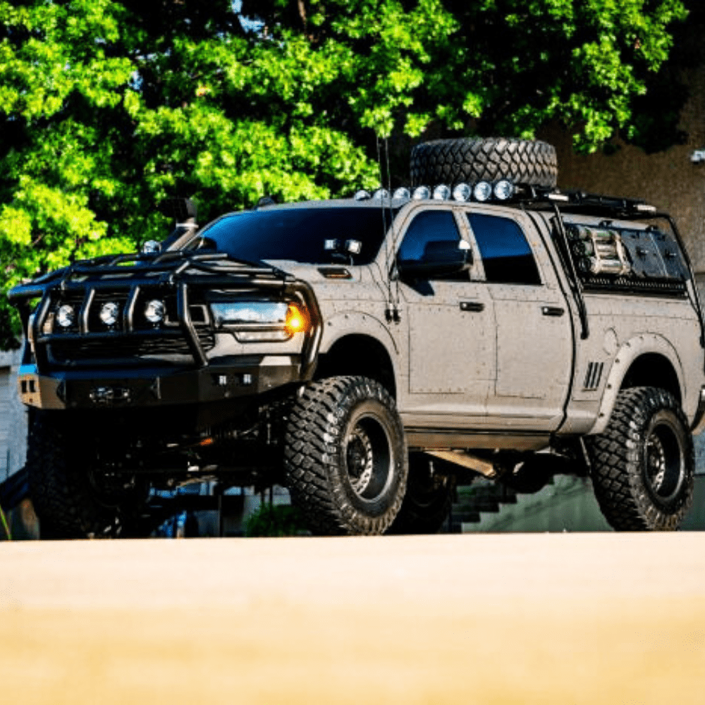 Road Armor Stealth 4192F6B 2019-2023 Ram 2500/3500 Winch Front Bumper with Titan Guard with Intimidator Guard and Square Light Cutouts - BumperStock