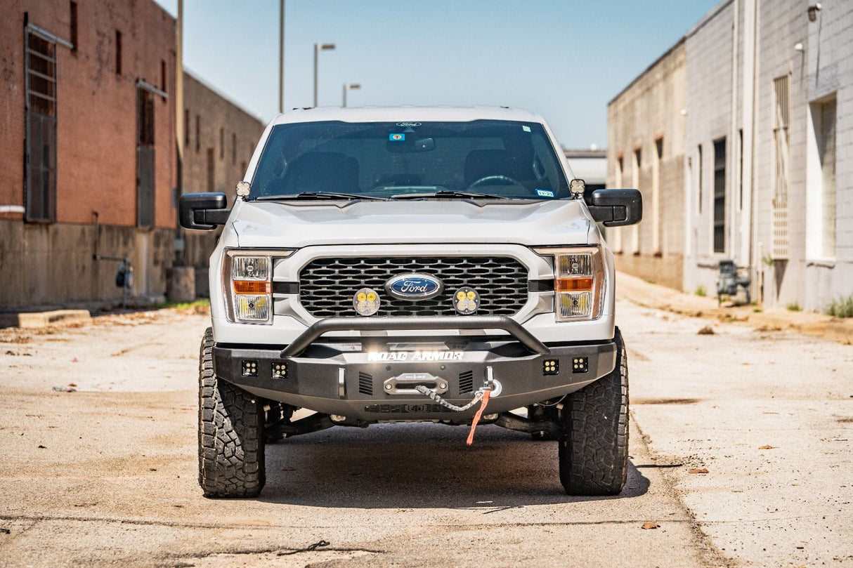 Road Armor Stealth 6211F4B 2021-2023 Ford F150 Front Winch Bumper with Pre-Runner Guard - BumperStock