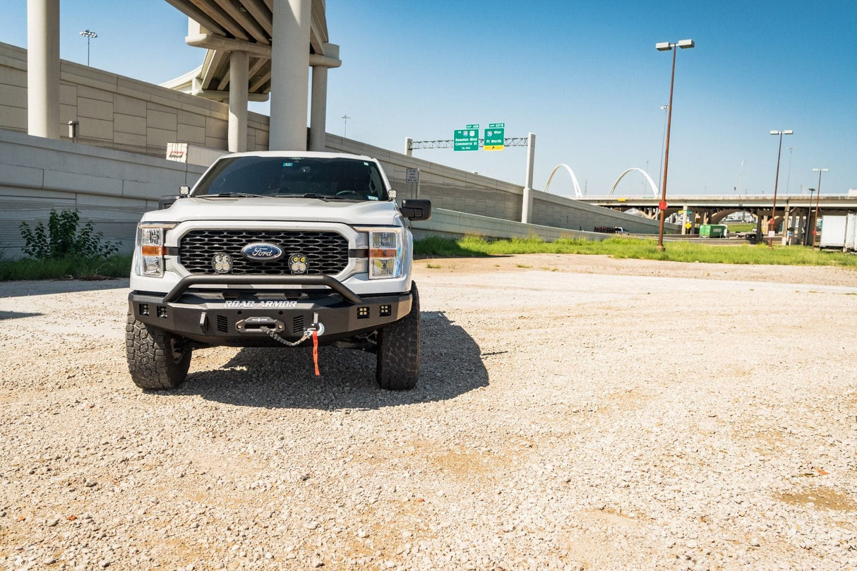 Road Armor Stealth 6211F4B 2021-2023 Ford F150 Front Winch Bumper with Pre-Runner Guard - BumperStock