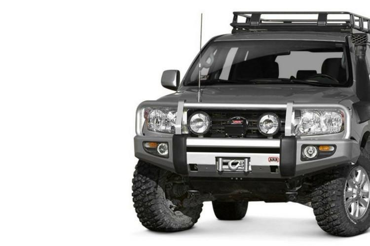 ARB 3415120 Toyota Land Cruiser 2008-2011 Deluxe Front Bumper 200 Series Winch Ready with Grille Guard, Black Powder Coat Finish-BumperStock