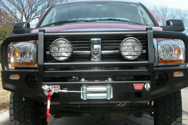 ARB 3452020 Dodge Ram 2500/3500 2003-2005 Deluxe Front Bumper Winch Ready with Grille Guard, Black Powder Coat Finish-BumperStock