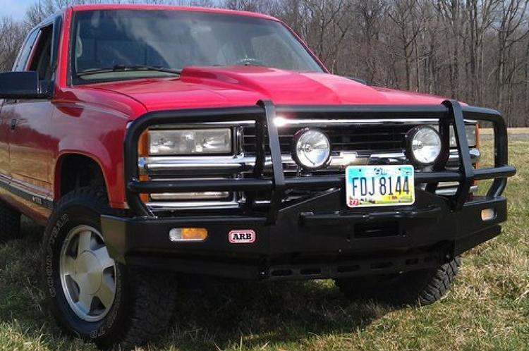 ARB 3462030 GMC Sierra 1500 1988-1998 Deluxe Front Bumper Winch Ready with Grille Guard, Black Powder Coat Finish-BumperStock