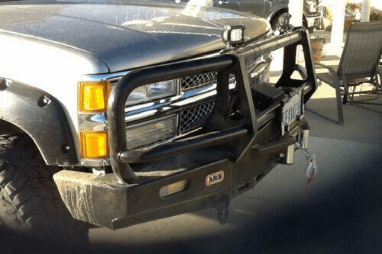 ARB 3462030 GMC Sierra 1500 1988-1998 Deluxe Front Bumper Winch Ready with Grille Guard, Black Powder Coat Finish-BumperStock