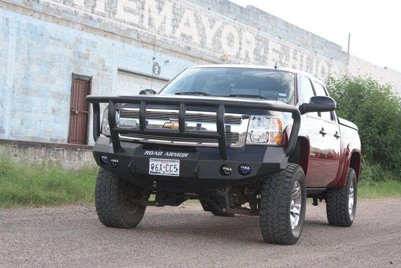 Road Armor 37702B 2008-2013 Chevy Silverado 1500 Stealth Front Winch Bumper Titan II Guard-BumperStock