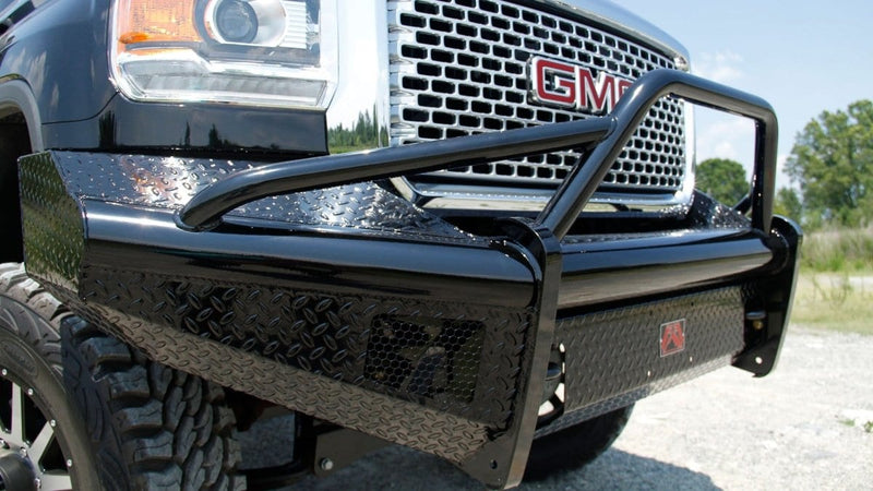 Fab Fours GM14-S3162-1 GMC Sierra 2500/3500 HD 2015-2019 Black Steel Front Bumper Pre-Runner Guard-BumperStock