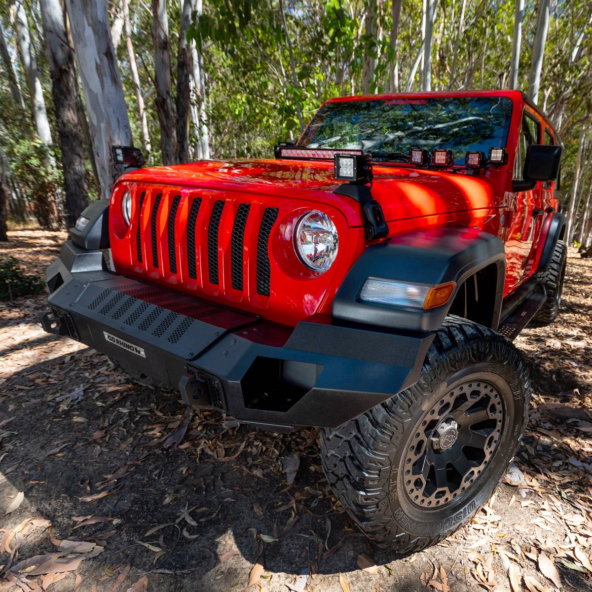 Go Rhino 230121T 2019-2021 Jeep Wrangler Trailline Winch Ready Front Full Width Bumper - BumperStock