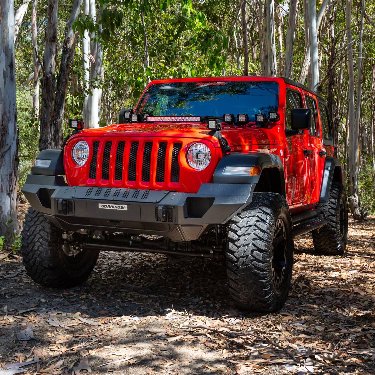 Go Rhino 230121T 2019-2021 Jeep Wrangler Trailline Winch Ready Front Full Width Bumper - BumperStock
