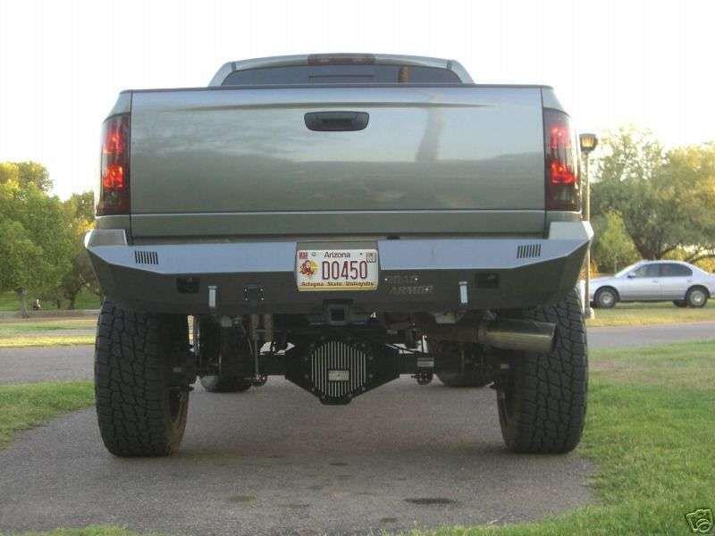 Road Armor 44100B 2003-2009 Dodge Ram 2500/3500/4500/5500 Winch Rear Bumper with Base Guard and Rectangle Light Holes - Satin Black-BumperStock