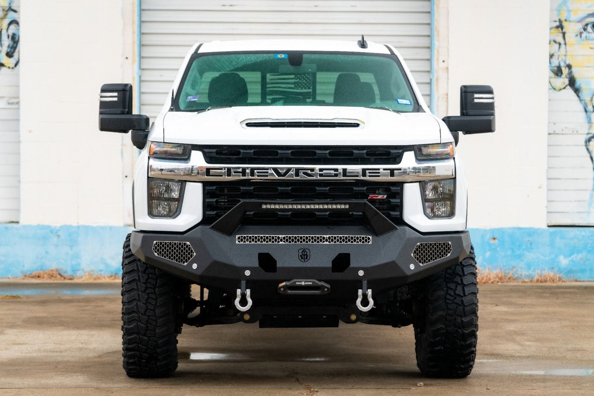 Road Armor Evolution 3202EF3B 2020-2023 Chevy Silverado 2500/3500 HD Sheet Metal Pre Runner Front Winch Bumper - BumperStock
