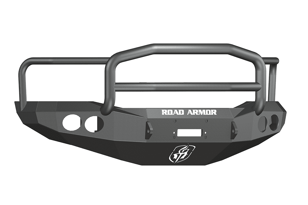Road Armor 44075B 2006-2008 Dodge Ram 1500 Winch Front Bumper with Lonestar Guard and Round Light Holes - Satin Black-BumperStock