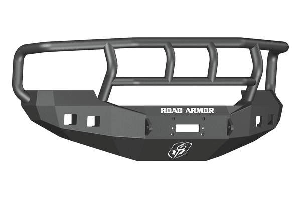 Road Armor 605R2B 2005-2007 Ford F250/F350/F450 / Excursion Winch Front Bumper with Titan II Guard and Square Light Holes - Satin Black-BumperStock