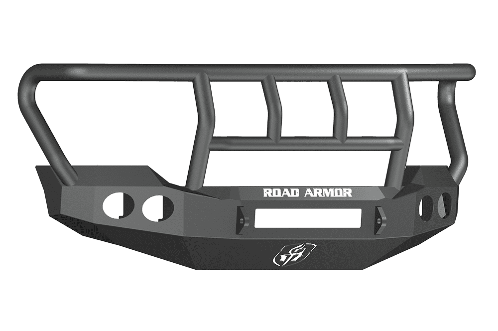 Road Armor 61102B-NW 2011-2016 Ford F250/F350/F450 Non-Winch Front Bumper with Titan II Guard and Round Light Holes - Satin Black-BumperStock