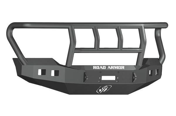 Road Armor 611R2B 2011-2016 Ford F250/F350/F450 Winch Front Bumper with Titan II Guard and Square Light Holes - Satin Black-BumperStock