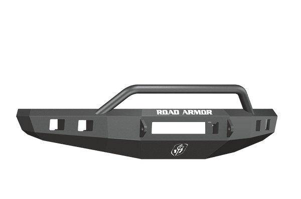 Road Armor 615R4B-NW 2015-2017 Ford F150 Non-Winch Front Bumper with Pre-Runner Guard and Square Light Holes - Satin Black-BumperStock