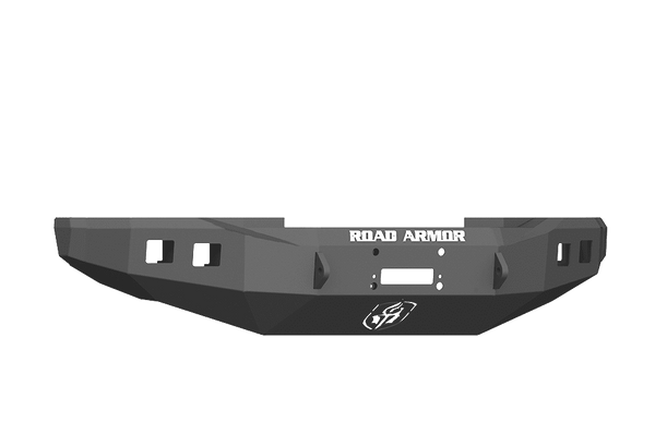 Road Armor 61740B 2017-2021 Ford F450/F550 Winch Front Bumper with Base Guard and Square Light Holes - Satin Black-BumperStock