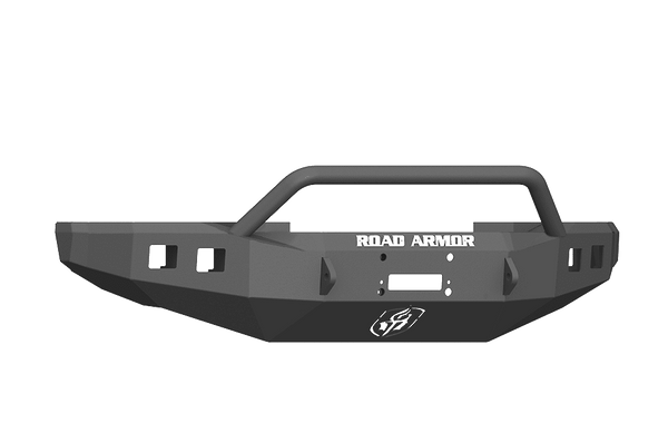 Road Armor 61744B 2017-2020 Ford F450/F550 Winch Front Bumper with Pre-Runner Guard and Square Light Holes - Satin Black-BumperStock