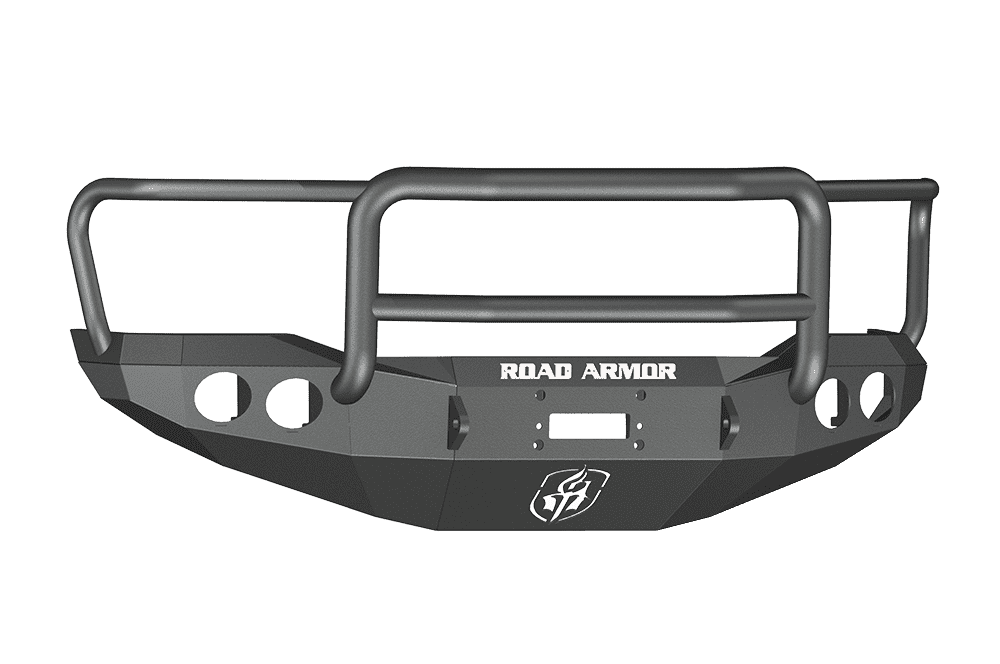 Road Armor 99031B 2007-2013 Toyota Tundra Winch Front Bumper with Lonestar Guard and Round Light Holes - Satin Black-BumperStock