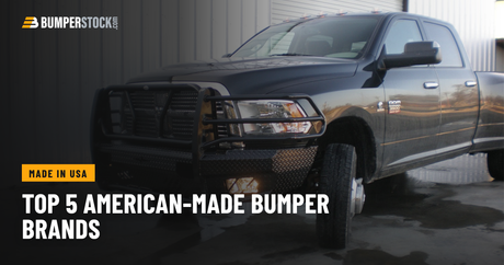 Ram 3500 dually fitted with an American-made steel front bumper and full grille guard, representing the top 5 American-made truck bumper brands