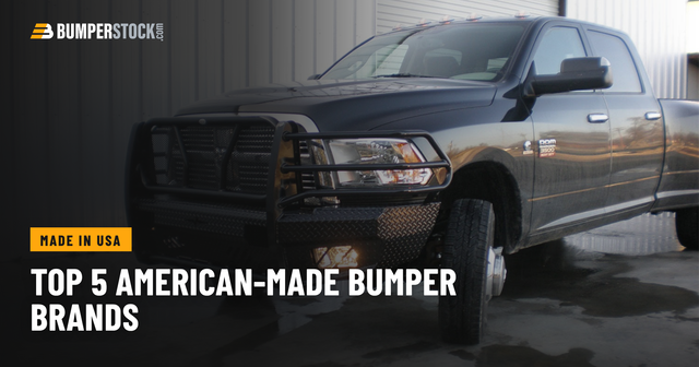 Ram 3500 dually fitted with an American-made steel front bumper and full grille guard, representing the top 5 American-made truck bumper brands