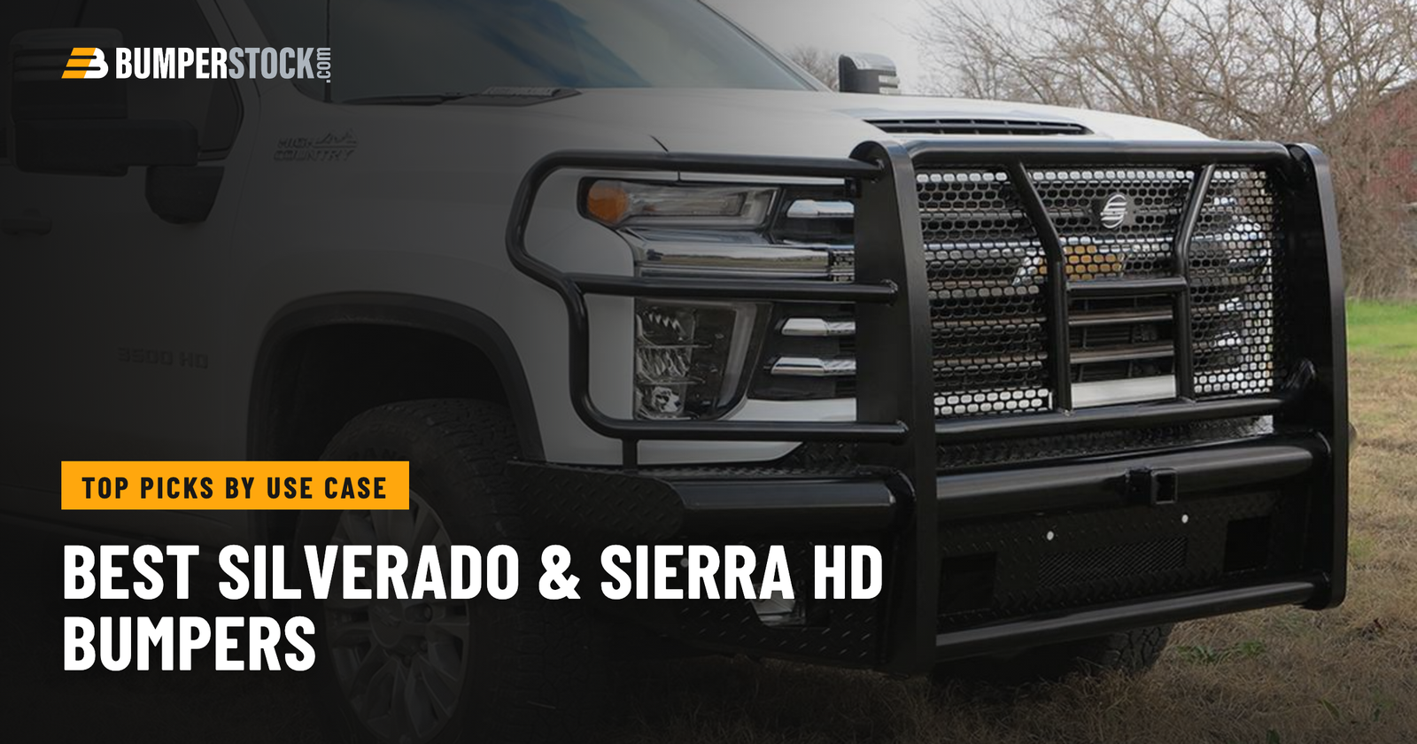 White Chevy Silverado 3500HD High Country with a Steelcraft steel front bumper and grille guard