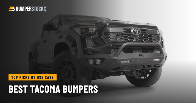 Toyota Tacoma fitted with an aftermarket steel front bumper