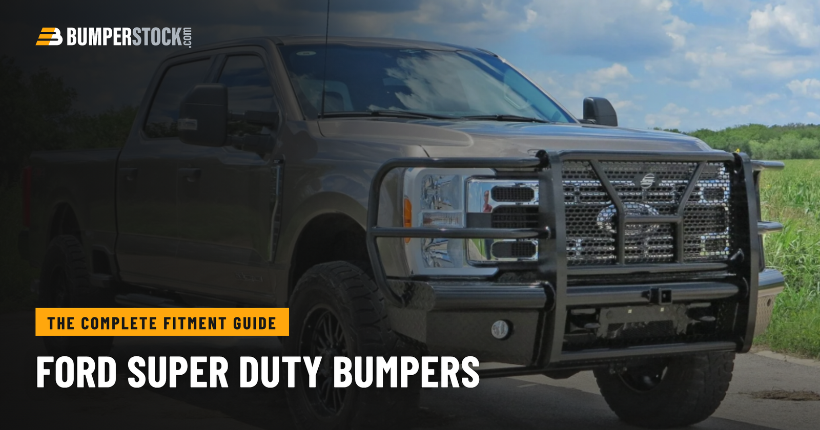 Ford F250 Super Duty with an aftermarket steel front bumper installed - BumperStock