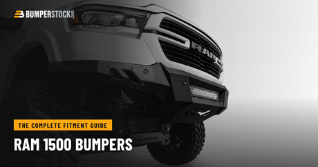 Ram 1500 with an aftermarket steel front bumper installed
