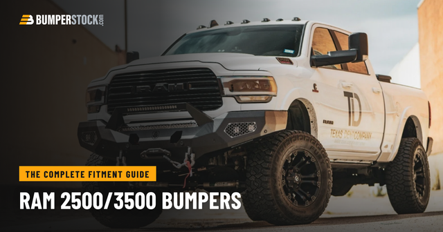 Ram 2500 with aftermarket front bumper installed, work-truck job-site setting