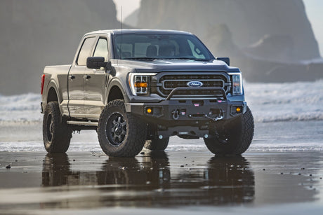 Warn Ascent front winch bumper with Warn VR EVO winch on a Ford F150