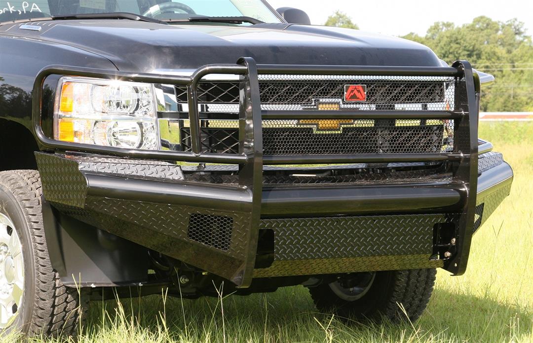 Fab Fours CH11-S2760-1 Chevy Silverado 2500/3500 HD 2011-2014 Black Steel Front Bumper Full Guard - BumperStock