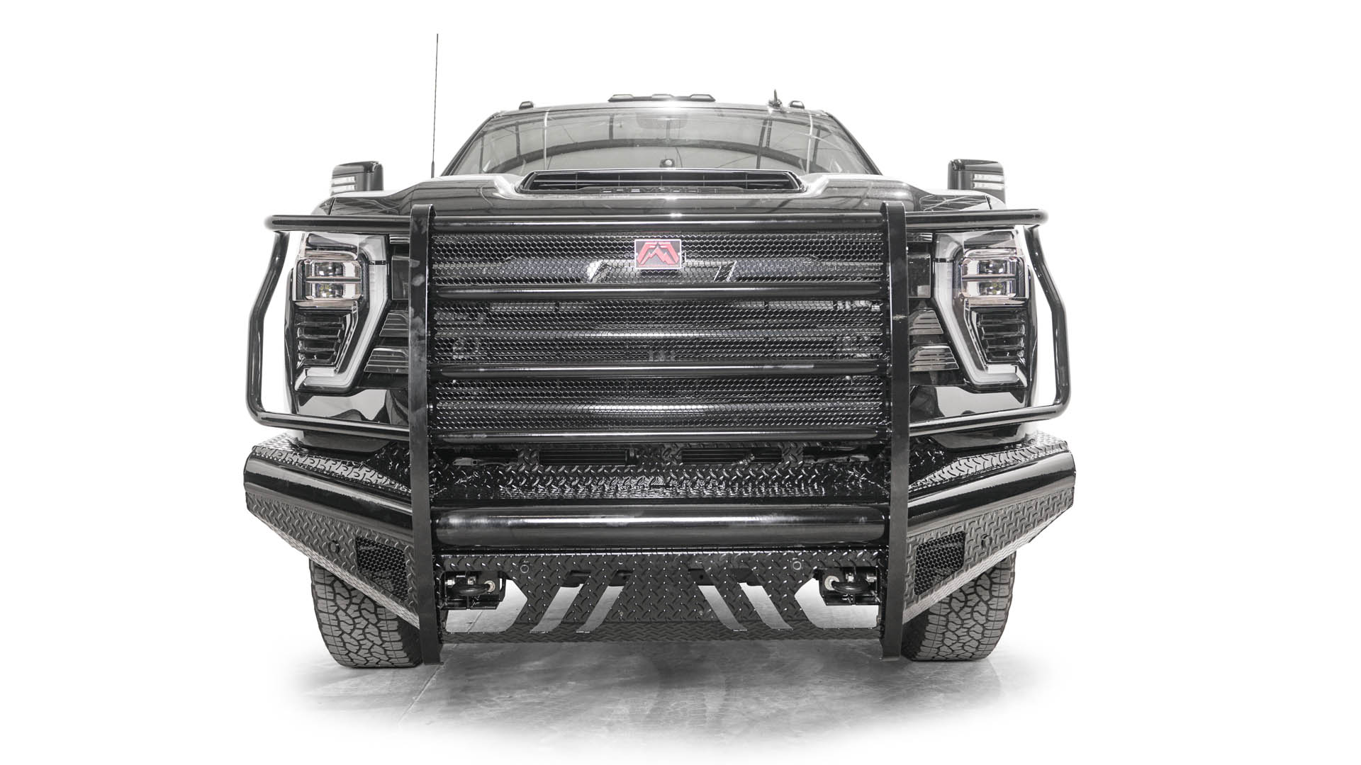 Fab Fours CH24 S6160 1 Chevy Silverado 2500 3500 HD 2024 Black Steel   FabFoursCH24 S6160 1ChevySilverado25003500HD2024BlackSteelFrontBumperFullGuard 2 2000x 