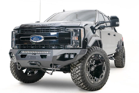 Fab Fours FS17-X4161-1 Ford F250/F350 Super Duty 2017-2022 OE Wheel Well Matrix Front Winch Bumper No Guard - BumperStock