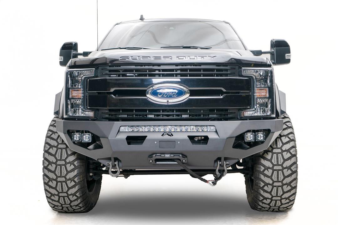 Fab Fours FS17-X4161-1 Ford F250/F350 Super Duty 2017-2022 OE Wheel Well Matrix Front Winch Bumper No Guard - BumperStock