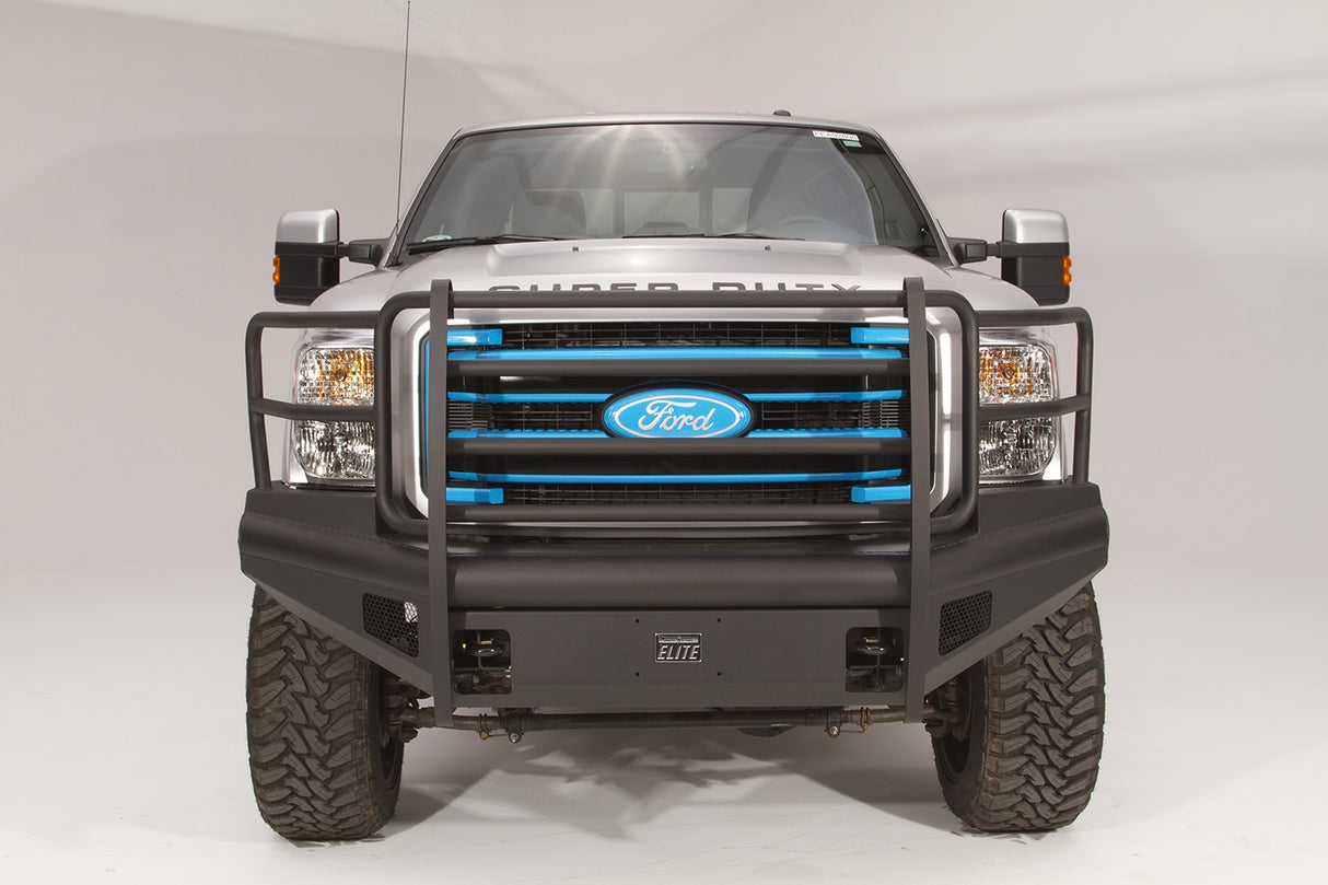 Fab Fours FS99-Q1660-1 Ford F250/F350/F450/F550 Super Duty 1999-2004 Black Steel Elite Front Bumper Full Guard