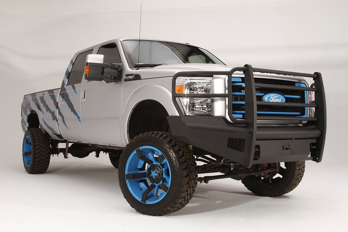 Fab Fours FS99-Q1660-1 Ford F250/F350/F450/F550 Super Duty 1999-2004 Black Steel Elite Front Bumper Full Guard