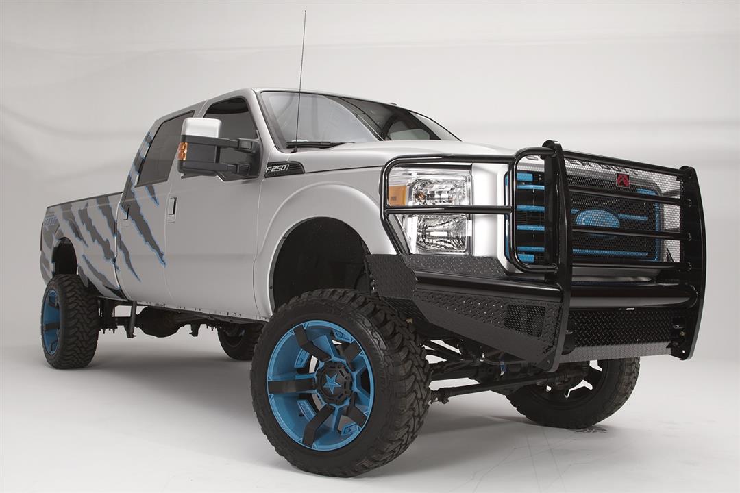 Fab Fours FS99-S1660-1 Ford F250/F350/F450/F550 Super Duty 1999-2004 Black Steel Front Bumper Full Guard - BumperStock