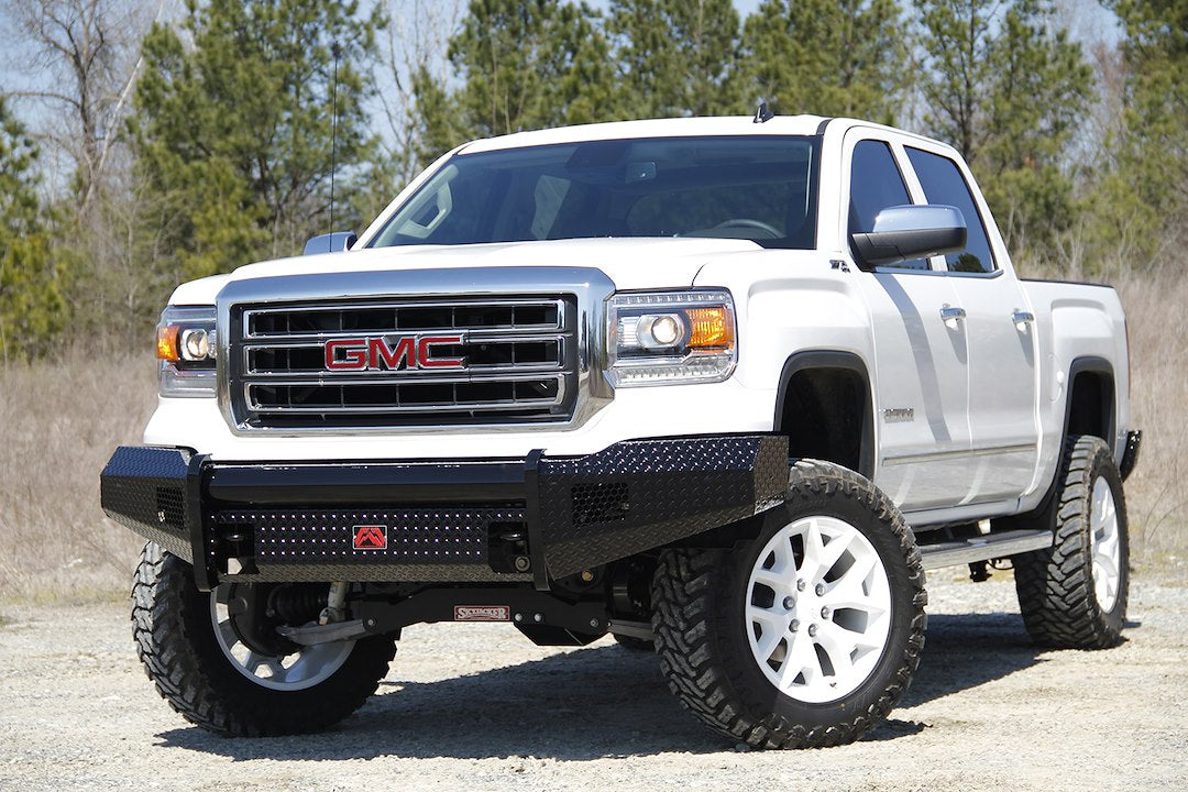 Fab Fours GM07-K2161-1 GMC Sierra 1500 2007-2013 Black Steel Front Bumper No Guard - BumperStock