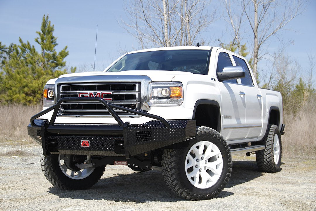 Fab Fours GM07-K2162-1 GMC Sierra 1500 2007-2013 Black Steel Front Bumper Pre-Runner Guard - BumperStock