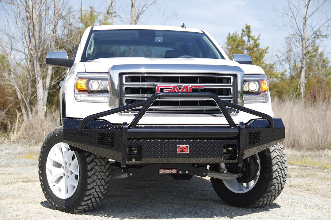 Fab Fours GM07-K2162-1 GMC Sierra 1500 2007-2013 Black Steel Front Bumper Pre-Runner Guard - BumperStock
