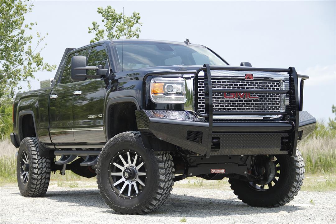 Fab Fours GM11-S2860-1 GMC Sierra 2500/3500 HD 2011-2014 Black Steel Front Bumper Full Guard - BumperStock