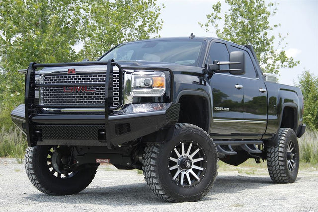 Fab Fours GM11-S2860-1 GMC Sierra 2500/3500 HD 2011-2014 Black Steel Front Bumper Full Guard - BumperStock