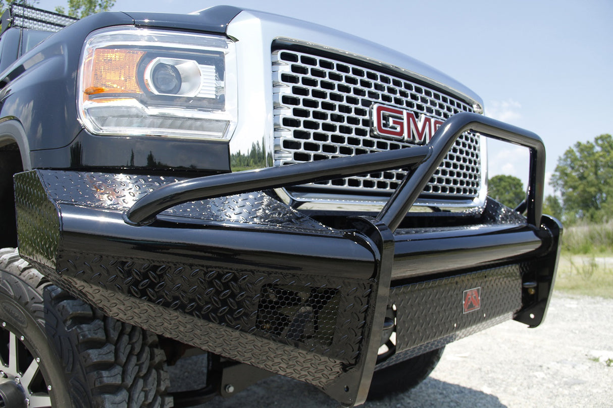 Fab Fours GM11-S2862-1 GMC Sierra 2500/3500 HD 2011-2014 Black Steel Front Bumper Pre-Runner Guard - BumperStock