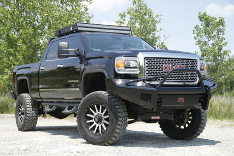 Fab Fours GM11-S2862-1 GMC Sierra 2500/3500 HD 2011-2014 Black Steel Front Bumper Pre-Runner Guard - BumperStock