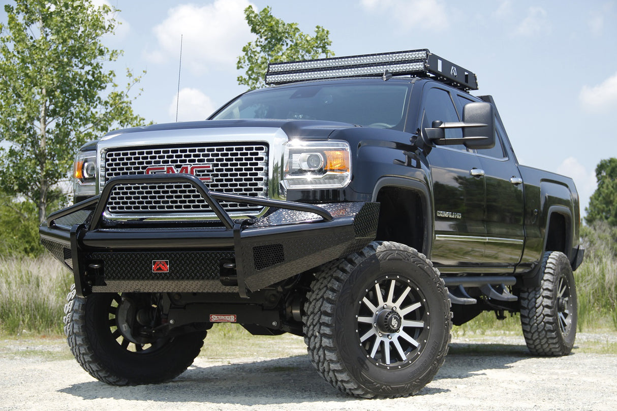 Fab Fours GM11-S2862-1 GMC Sierra 2500/3500 HD 2011-2014 Black Steel Front Bumper Pre-Runner Guard - BumperStock