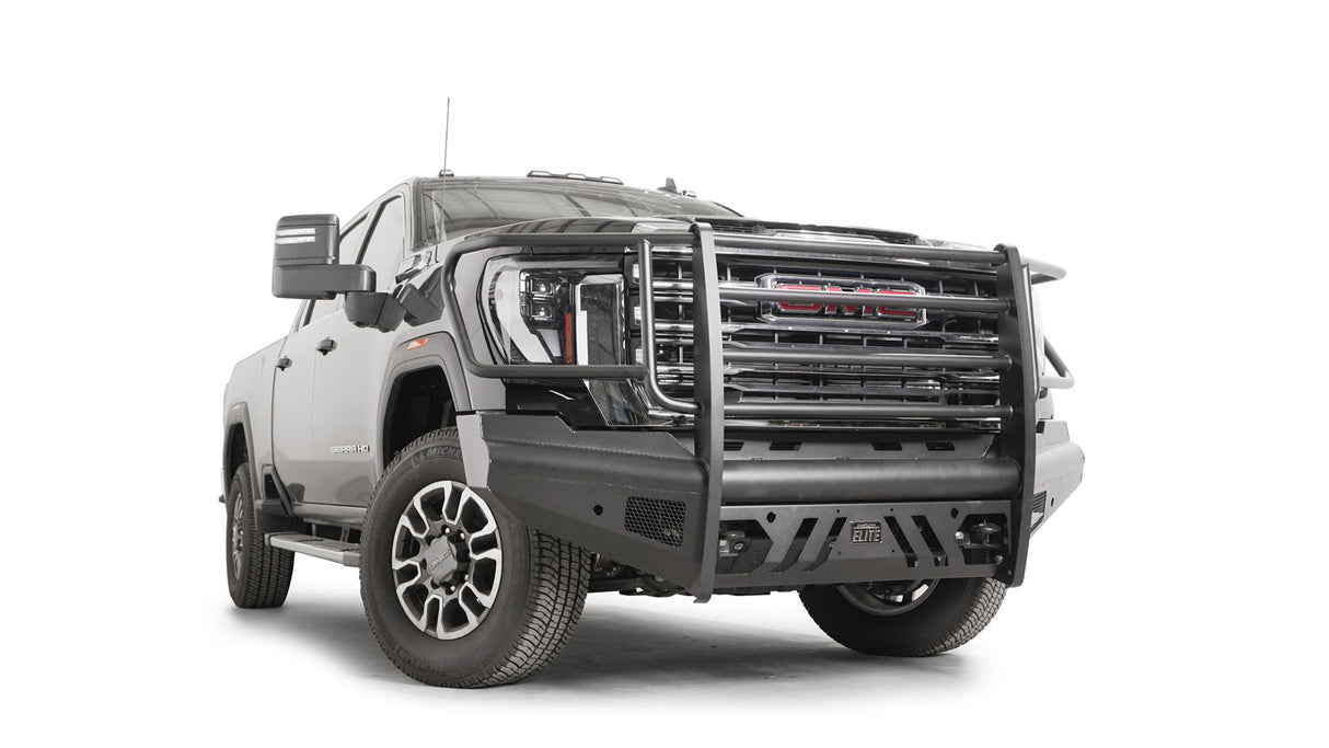 Fab Fours GM24-Q6260-1 GMC Sierra 2500/3500 HD 2024 Black Steel Elite Front Bumper Full Guard - BumperStock