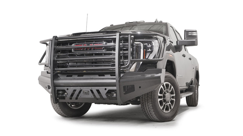 Fab Fours GM24-Q6260-1 GMC Sierra 2500/3500 HD 2024 Black Steel Elite Front Bumper Full Guard - BumperStock